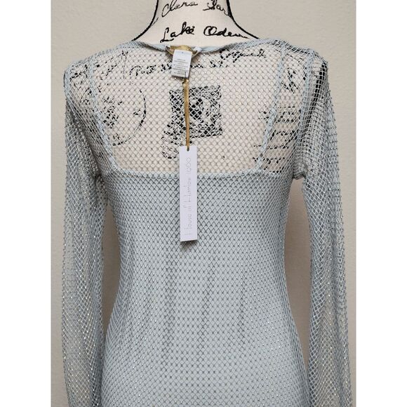 ✨💎 NWT HOUSE OF HARLOW 1960 Long Sleeve Mesh Crystal Rhinestone Maxi Dress Sz S - Picture 8 of 11